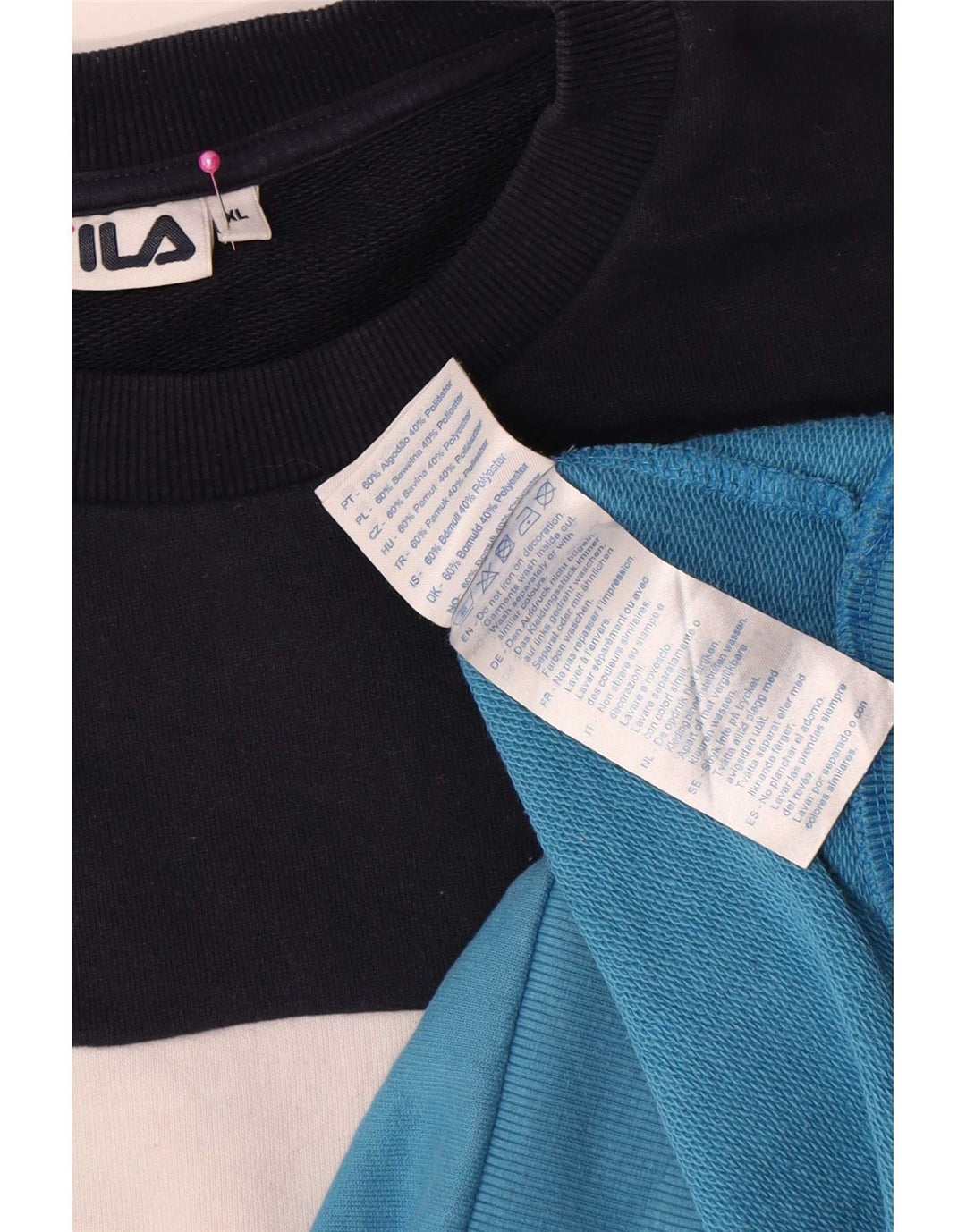 Fila Homme Graphic Sweatshirt Jumper XL Multicolore Colourblock Coton