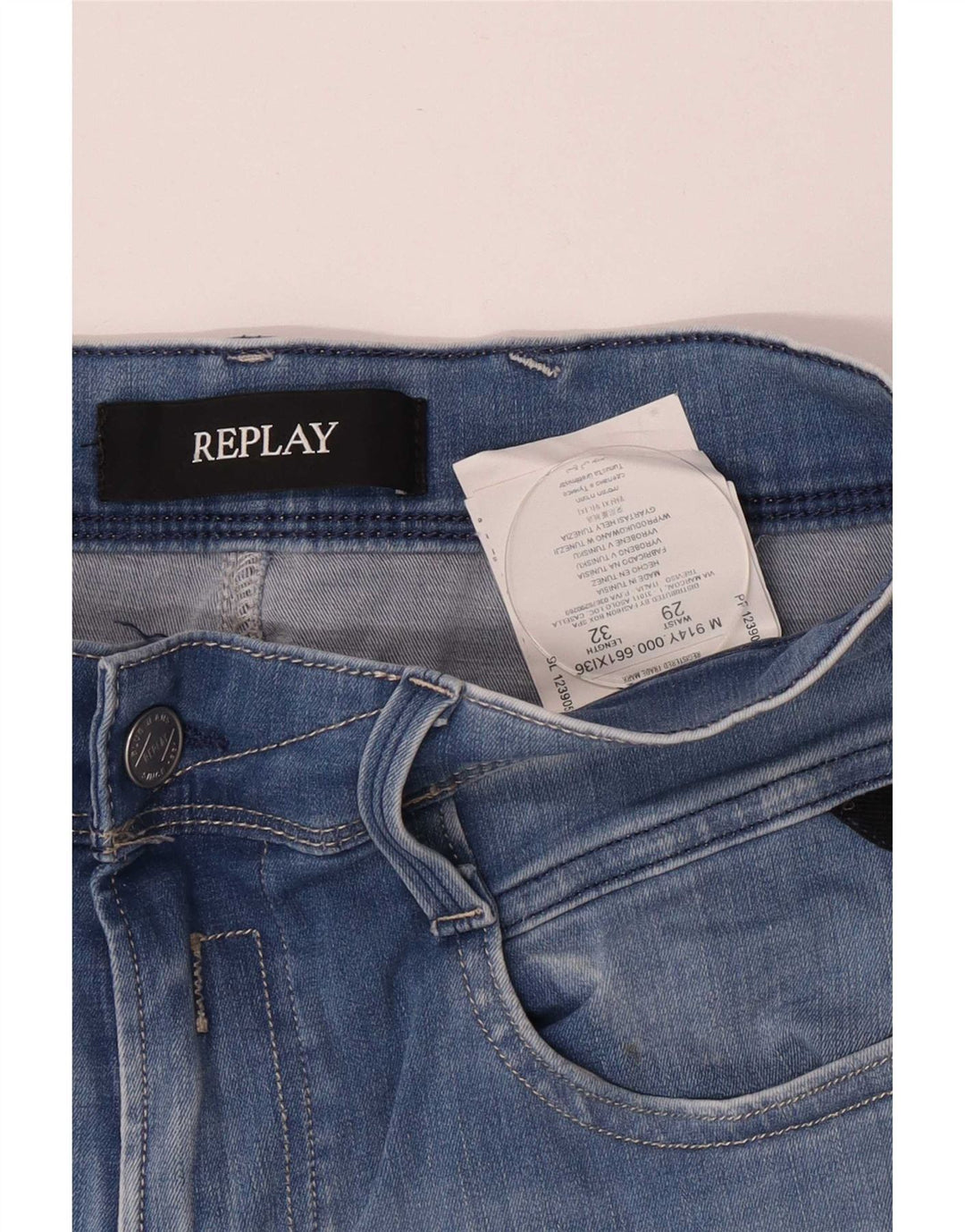 Replay Jean Slim Femme W29 L32 Bleu Coton