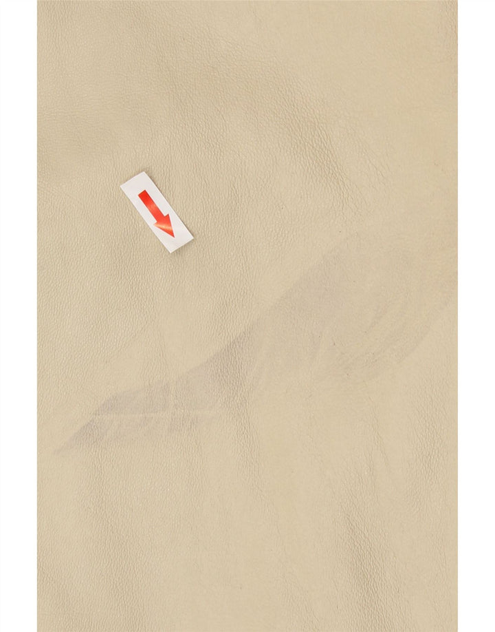 veste en cuir à capuche femme vintage IT 46 Grand cuir beige