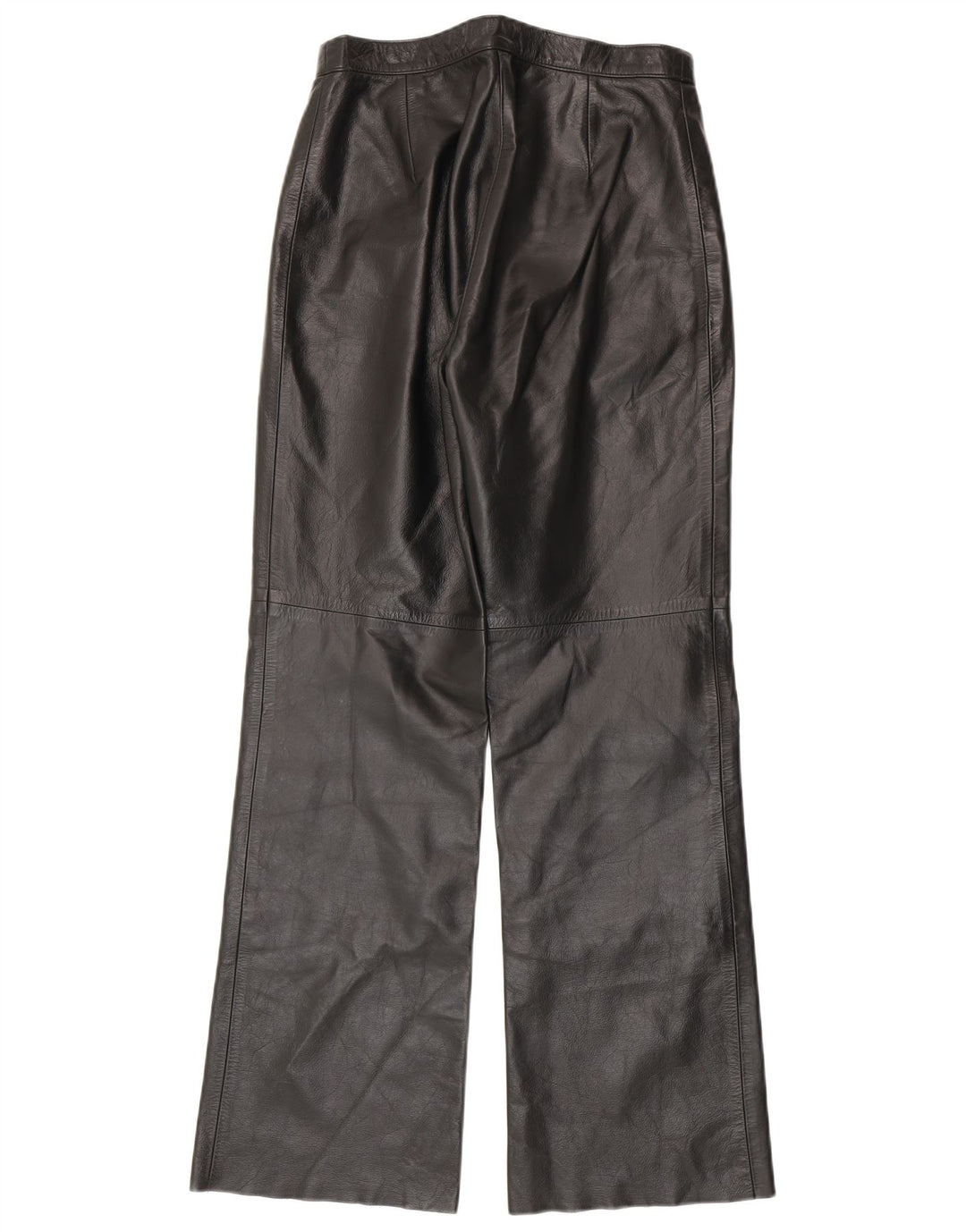 Pantalon en cuir Bootcut femme vintage IT 44 Medium W28 L30 Cuir noir