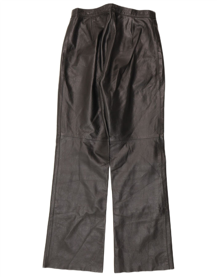 Pantalon en cuir Bootcut femme vintage IT 44 Medium W28 L30 Cuir noir