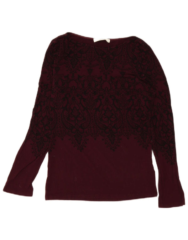 Oasis Haut à manches longues pour femme UK 12 Medium Bordeaux Paisley Viscose