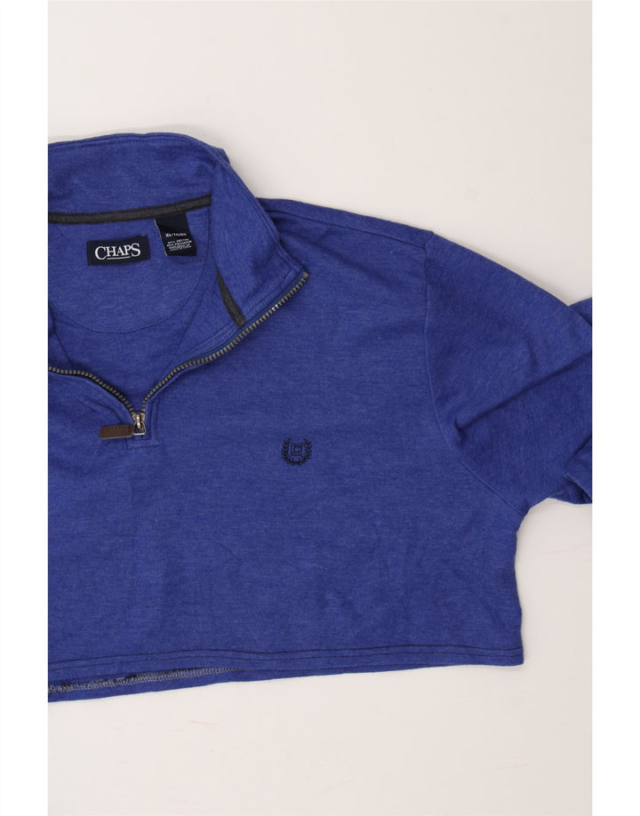 CHAPS Womens Oversized Crop Zip Neck Sweatshirt Jumper UK 18 XL Blue Vintage Chaps and Second-Hand Chaps from Messina Hembry 