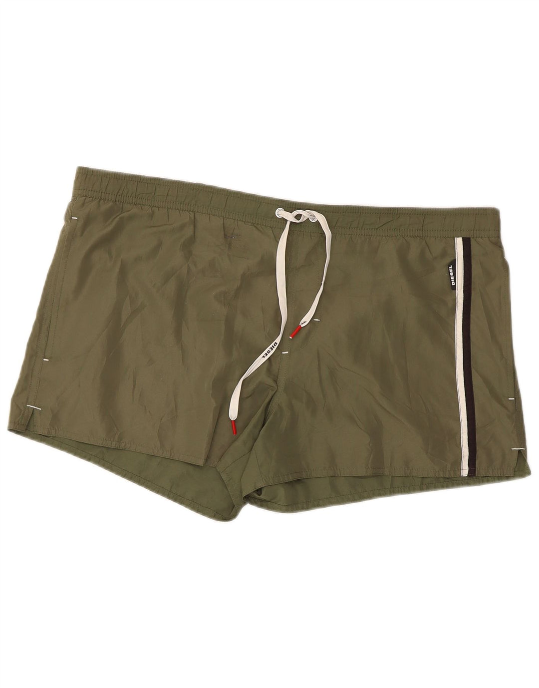 Diesel Short de Bain Homme XL Kaki Rayé Polyester