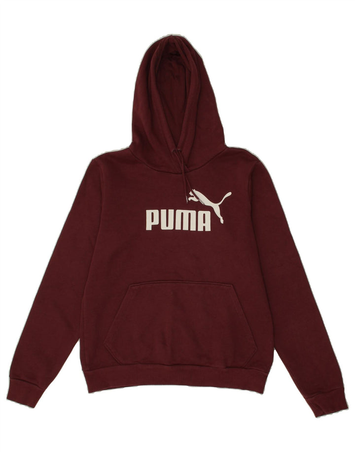 PUMA Womens Graphic Hoodie Jumper UK 12 Medium Burgundy Polyester Vintage Puma and Second-Hand Puma from Messina Hembry 