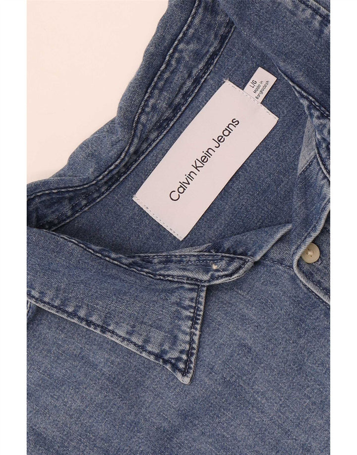 Calvin Klein Jeans Chemise en jean pour homme Large Bleu