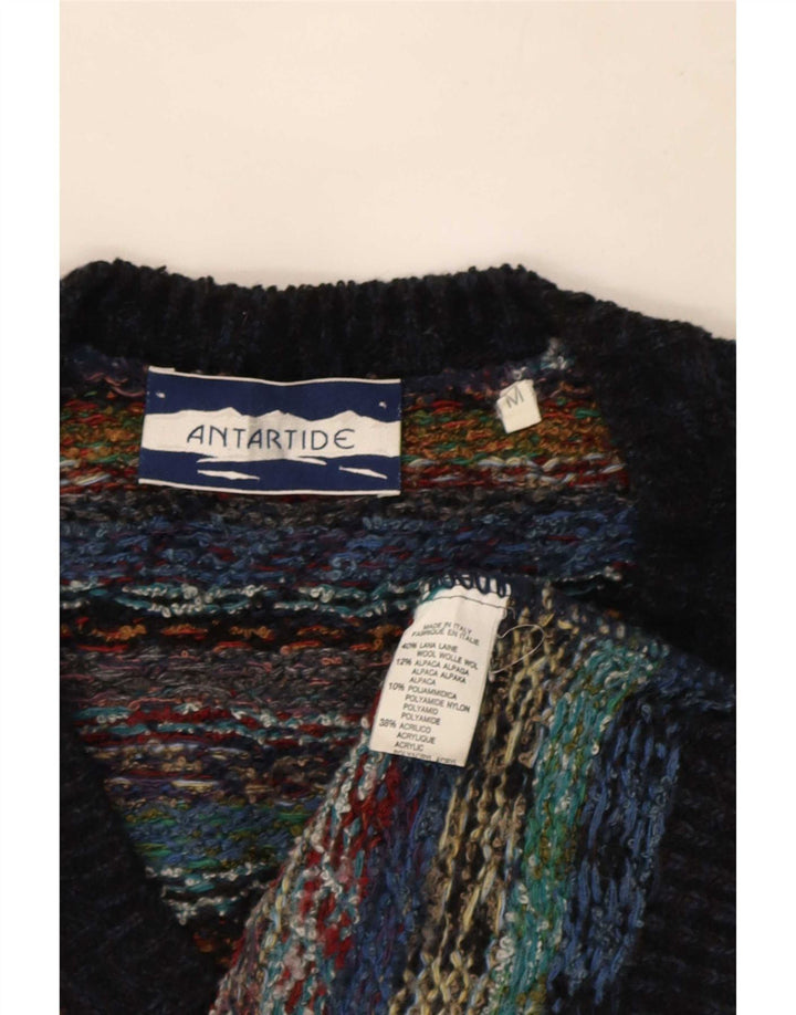 vintage Mens V-Col Jumper Pull Moyen Multicolore Géométrique Laine