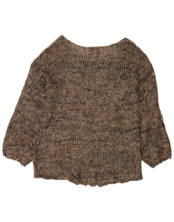 Topshop Pull col bateau pour femme UK 12 Marron moyen moucheté