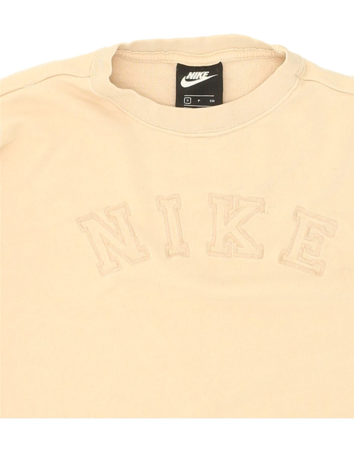 NIKE Womens Oversized Graphic Sweatshirt Jumper UK 10 Small Yellow Cotton Vintage Nike and Second-Hand Nike from Messina Hembry 