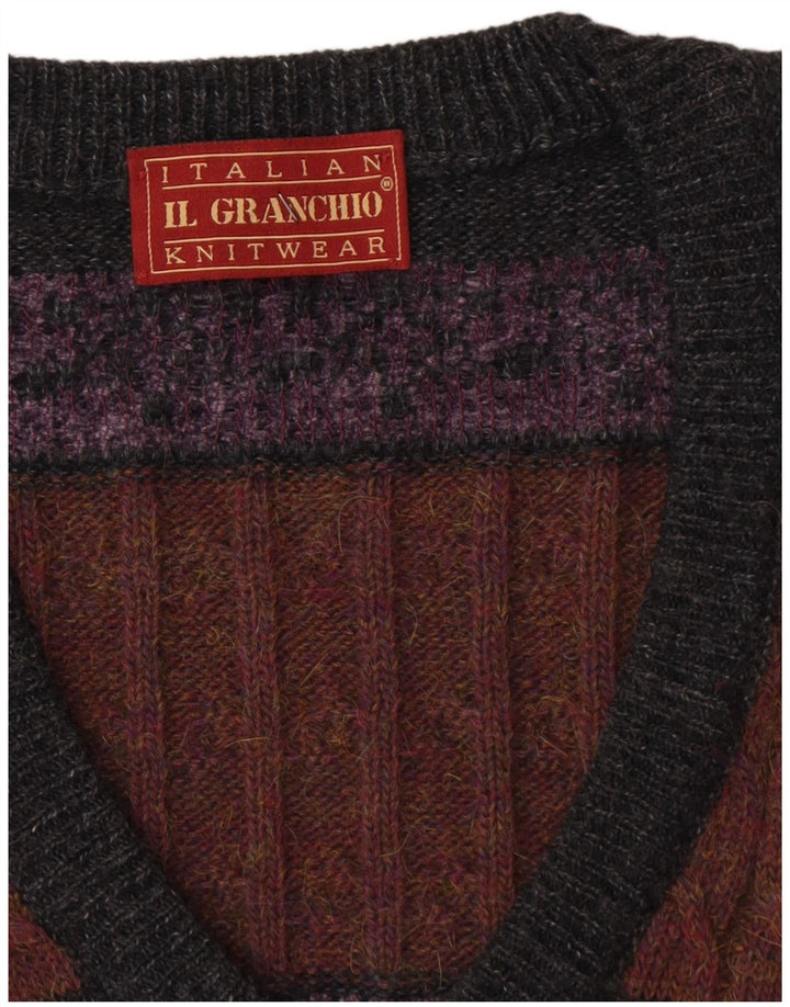 Il Granchio Pull col V pour homme Large Gris Fair Isle