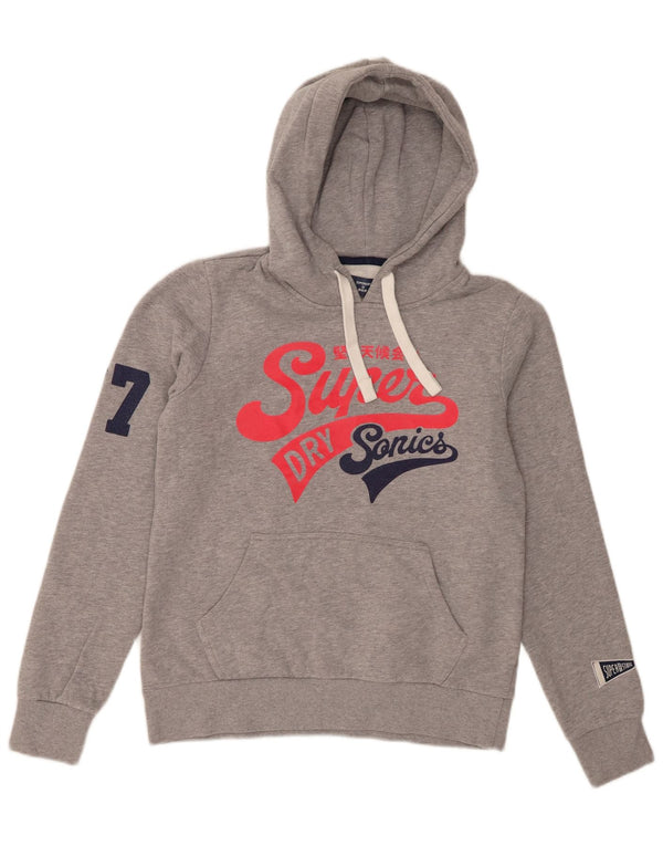 Superdry Womens Graphic Hoodie Jumper UK 10 Small Grey Cotton