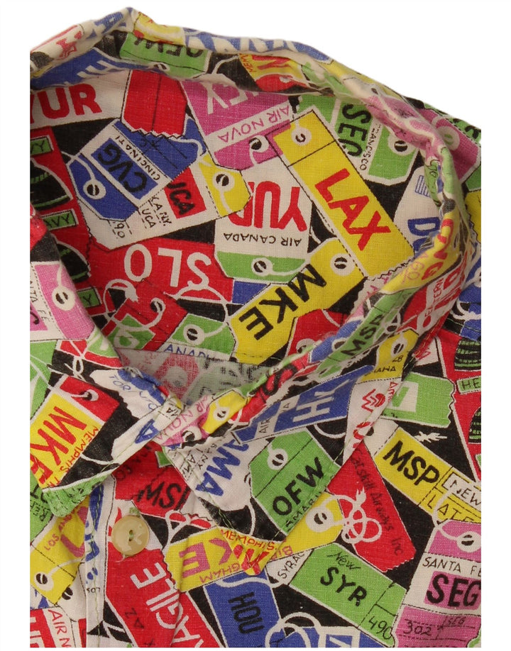 VINTAGE Chemise à manches courtes pour hommes à motif abstrait 2XL multicolore