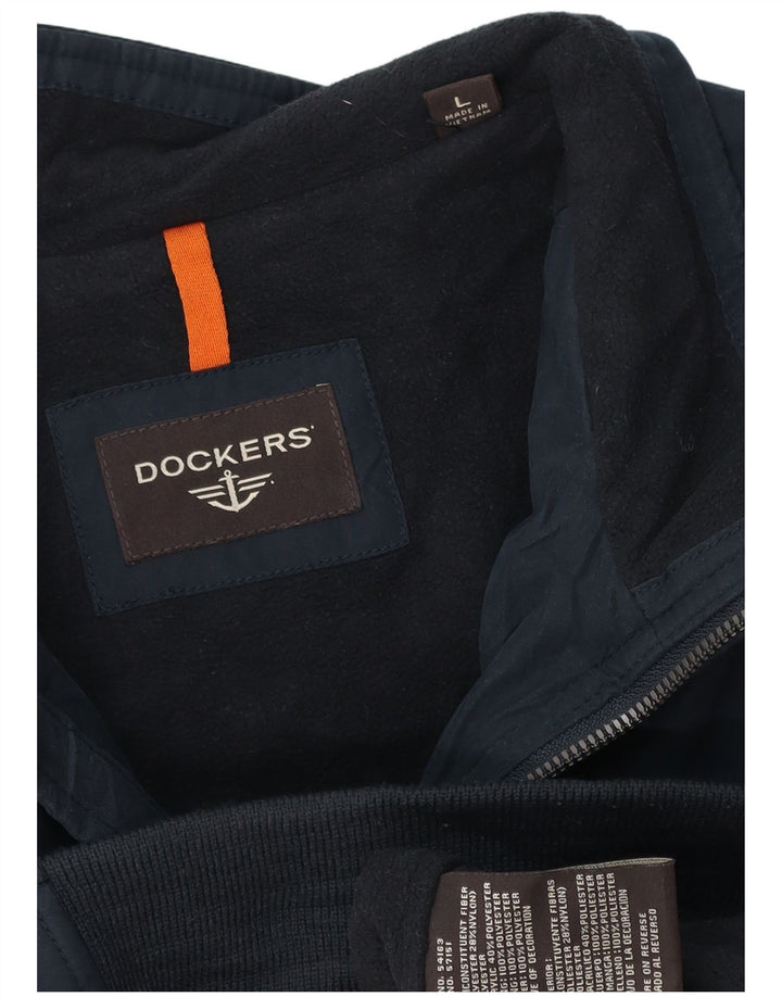 DOCKERS Veste Bomber Homme UK 40 Large Bleu Marine Polyester
