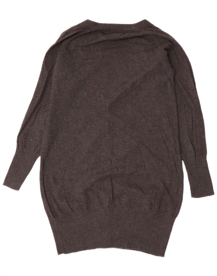 Zara Cardigan Femme Pull UK 12 Coton Gris Moyen
