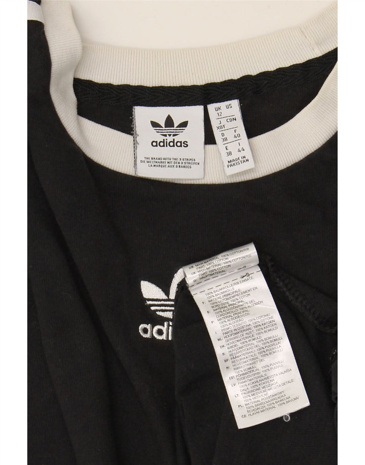 ADIDAS T-shirt pour femme UK 12 en coton noir moyen