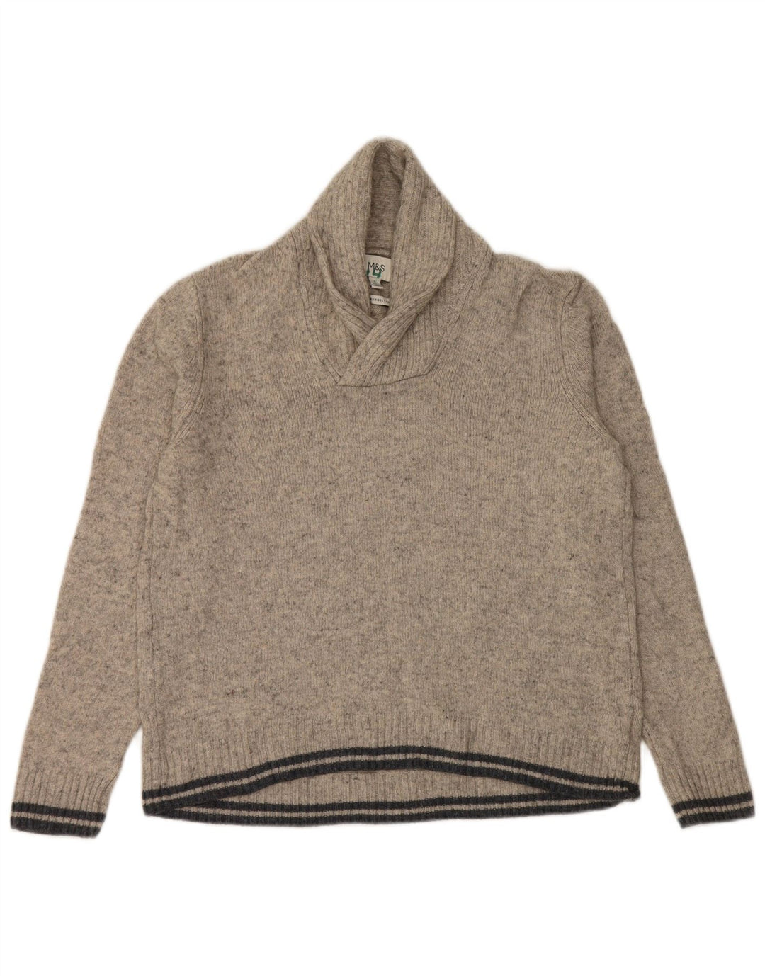 Marks & Spencer Pull à col châle pour homme en laine mouchetée grise