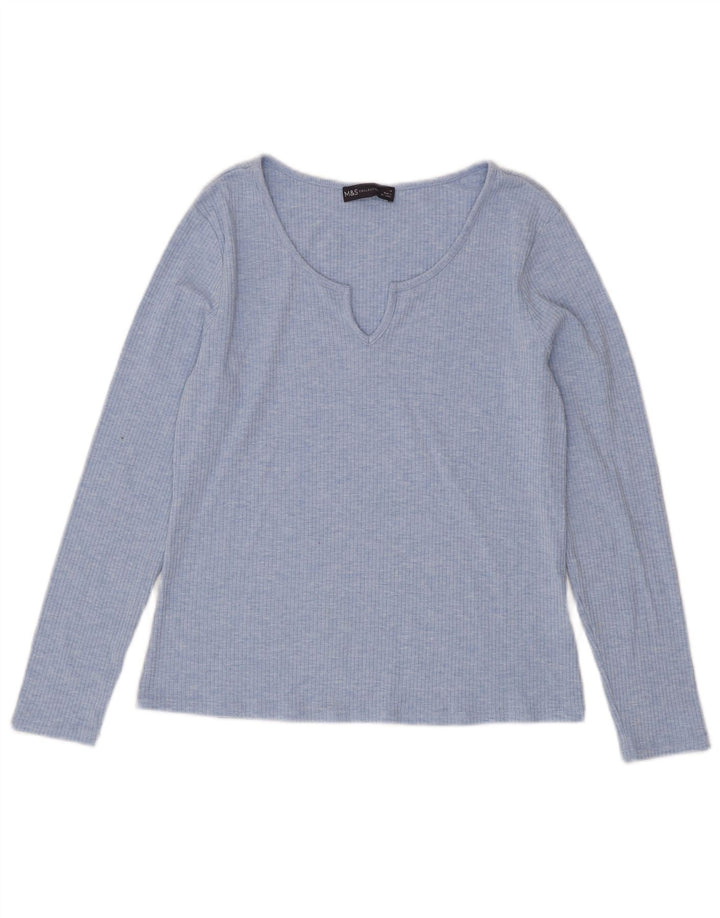 Marks & Spencer Haut à manches longues pour femme UK 44 Large Bleu Polyester