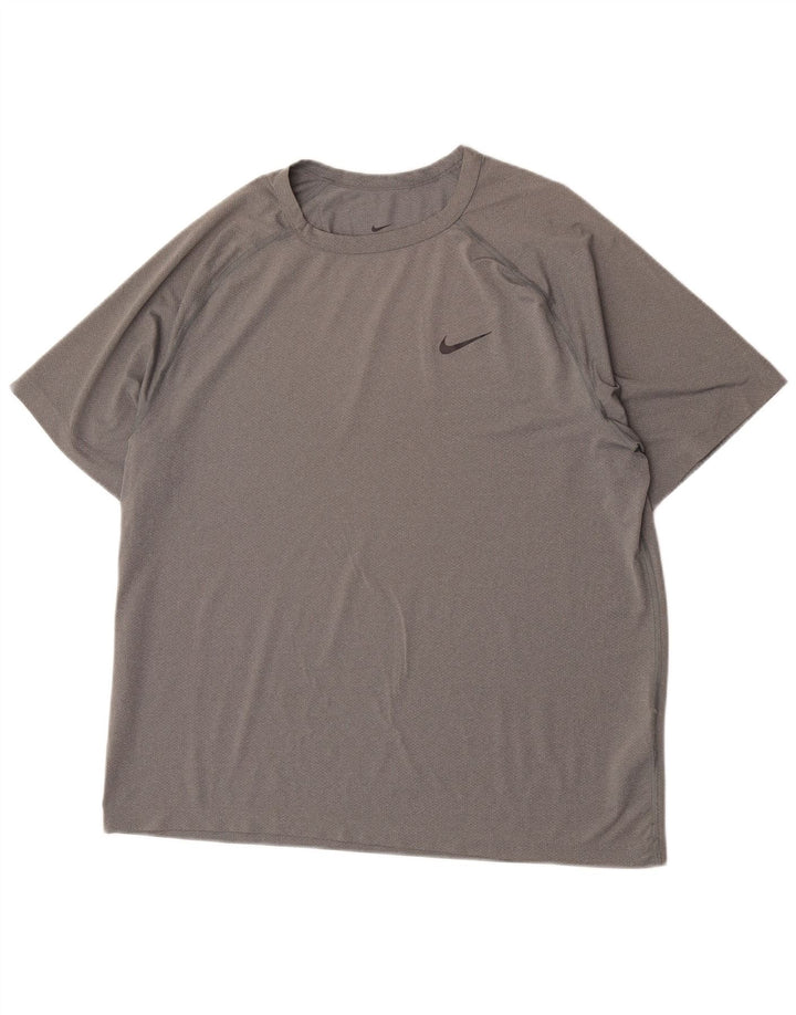 Nike Hommes Dri Fit T-Shirt Haut Large Gris Polyester