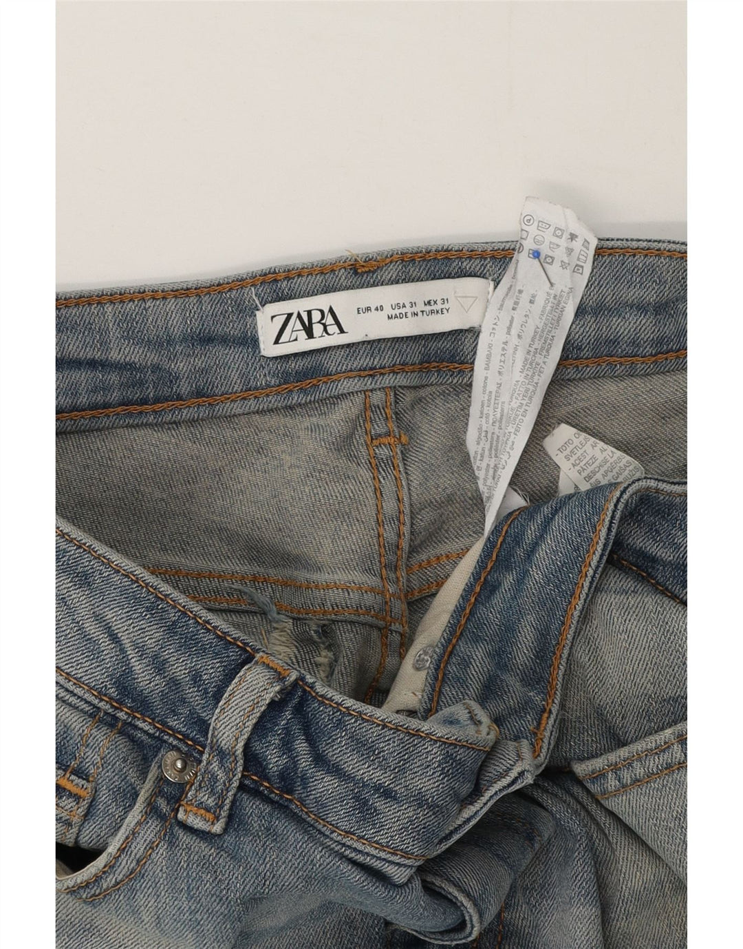 Zara Jean slim vieilli pour homme EU 40 Medium W31 L29 Bleu Coton