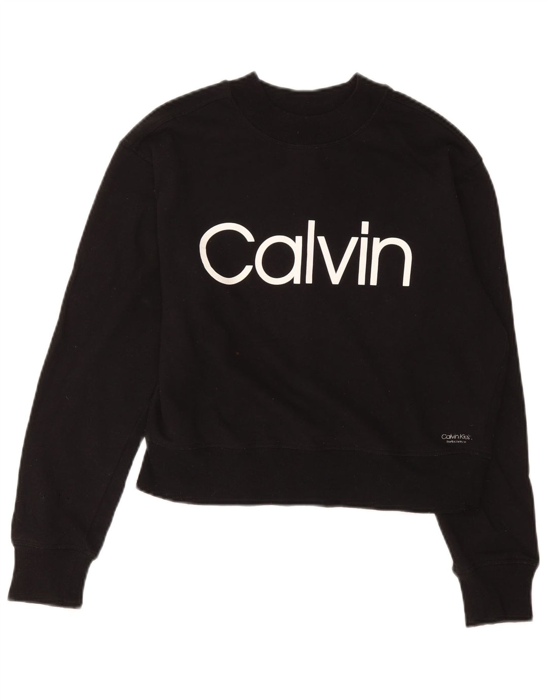 Calvin Klein Sweat-shirt court graphique pour femme UK 12 Noir moyen