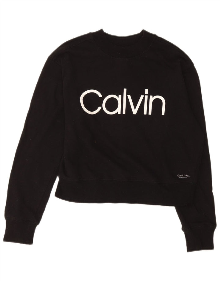 Calvin Klein Sweat-shirt court graphique pour femme UK 12 Noir moyen