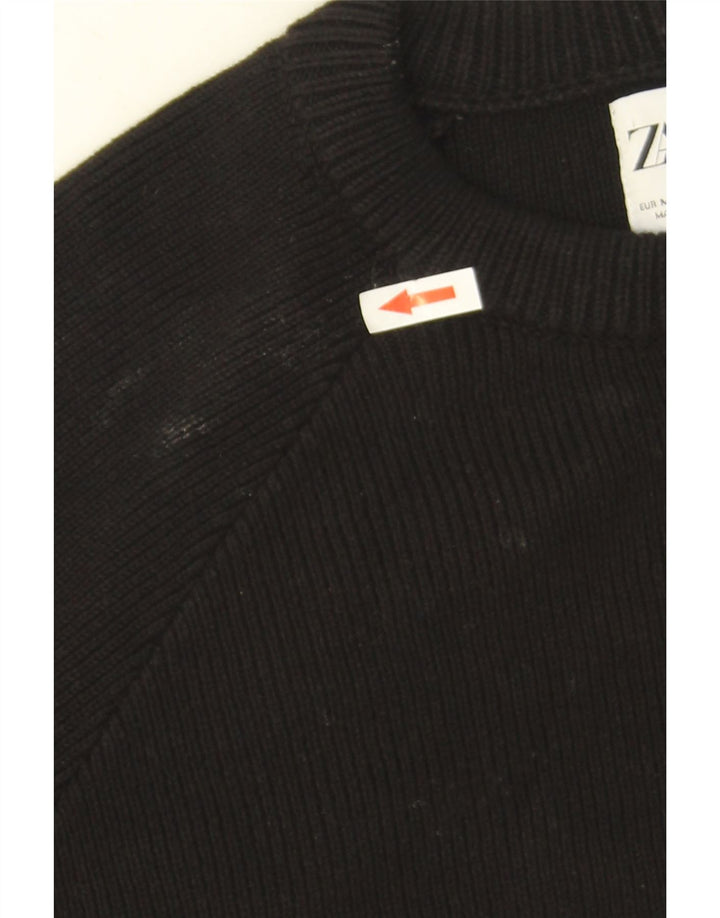 Zara Pull à col rond pour homme en coton noir moyen
