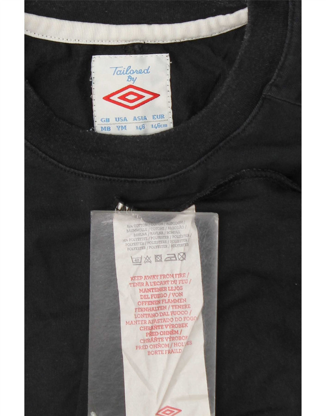 Umbro T-Shirt Garçon 9-10 Ans Coton Colorblock Noir Moyen