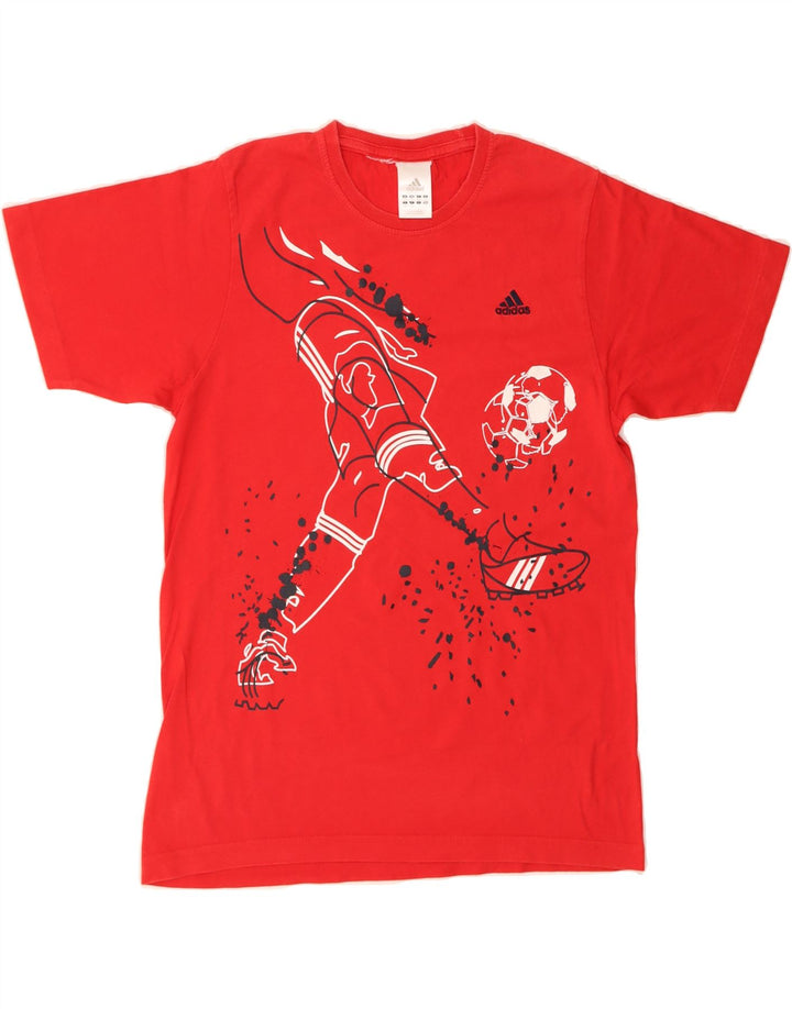 ADIDAS Boys Graphic T-Shirt Top 15-16 Years Red Vintage Adidas and Second-Hand Adidas from Messina Hembry 