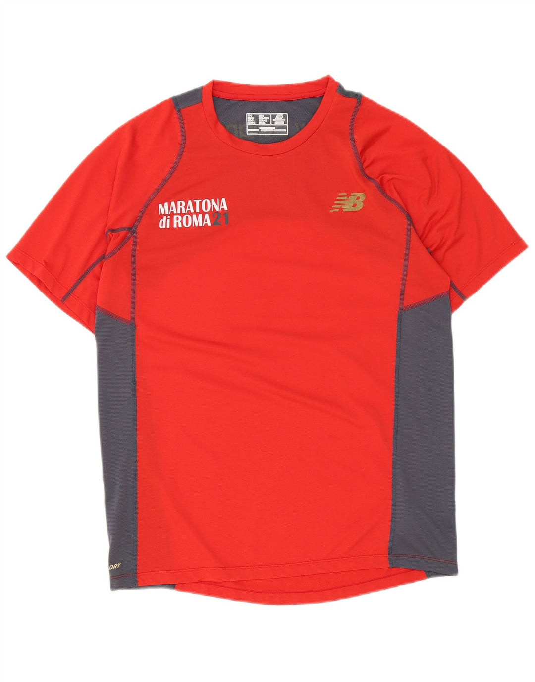 New Balance T-Shirt Graphique Homme Rouge Moyen Polyester Colorblock