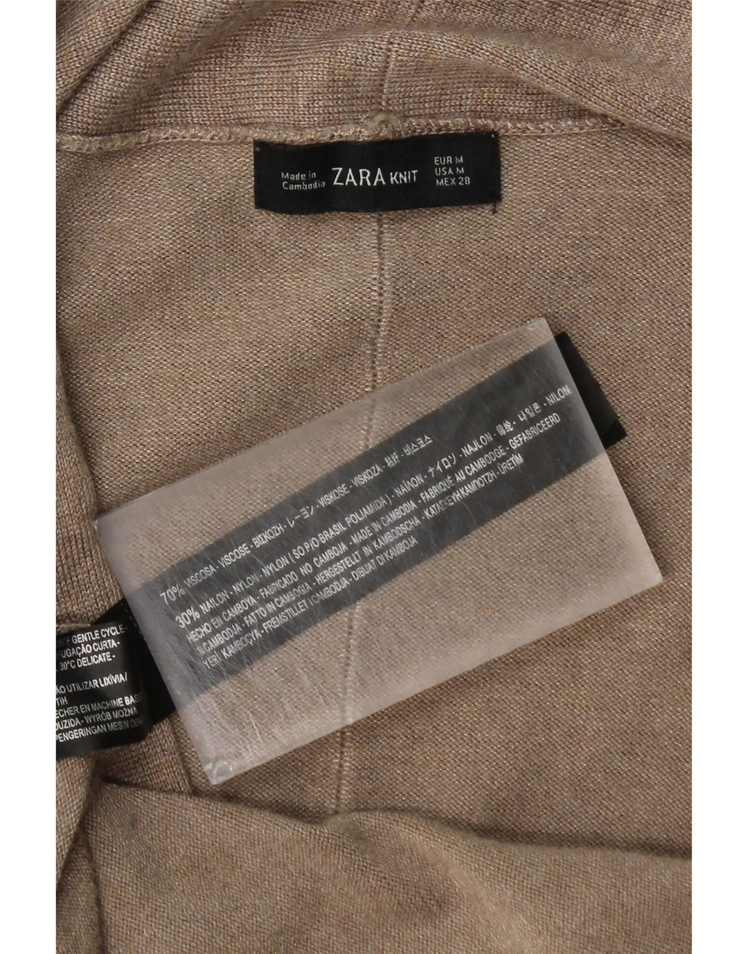 Zara Cardigan ouvert long pour femme UK 12 Viscose beige moyen