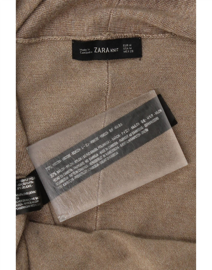 Zara Cardigan ouvert long pour femme UK 12 Viscose beige moyen