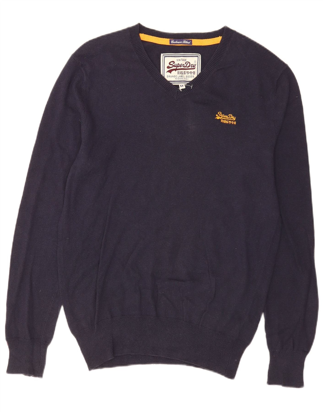 Superdry Pull Col V Homme Bleu Marine Moyen Coton