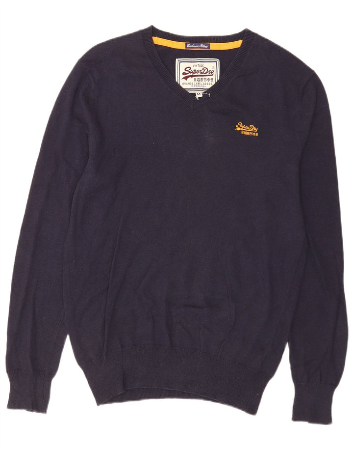 Superdry Pull Col V Homme Bleu Marine Moyen Coton