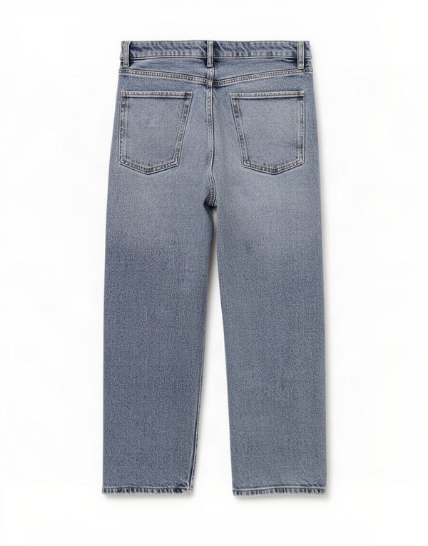 Marks & Spencer Jean droit pour femme UK 12 Medium W30 L23 Bleu Coton