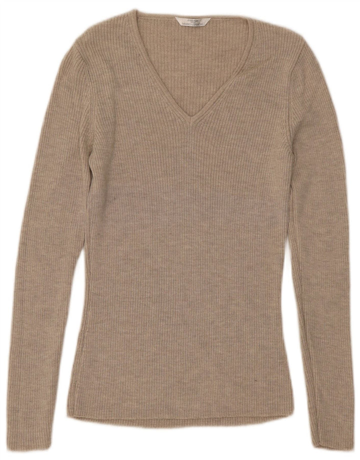 Marks & Spencer Pull St. Michael à col en V pour femme UK 8 Small Beige