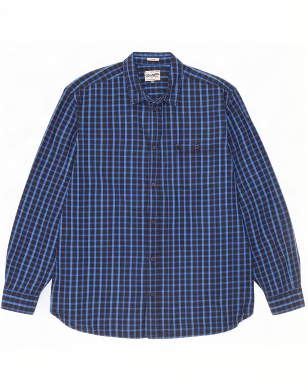 Wrangler Chemise coupe régulière pour homme 3XL en coton à carreaux bleus