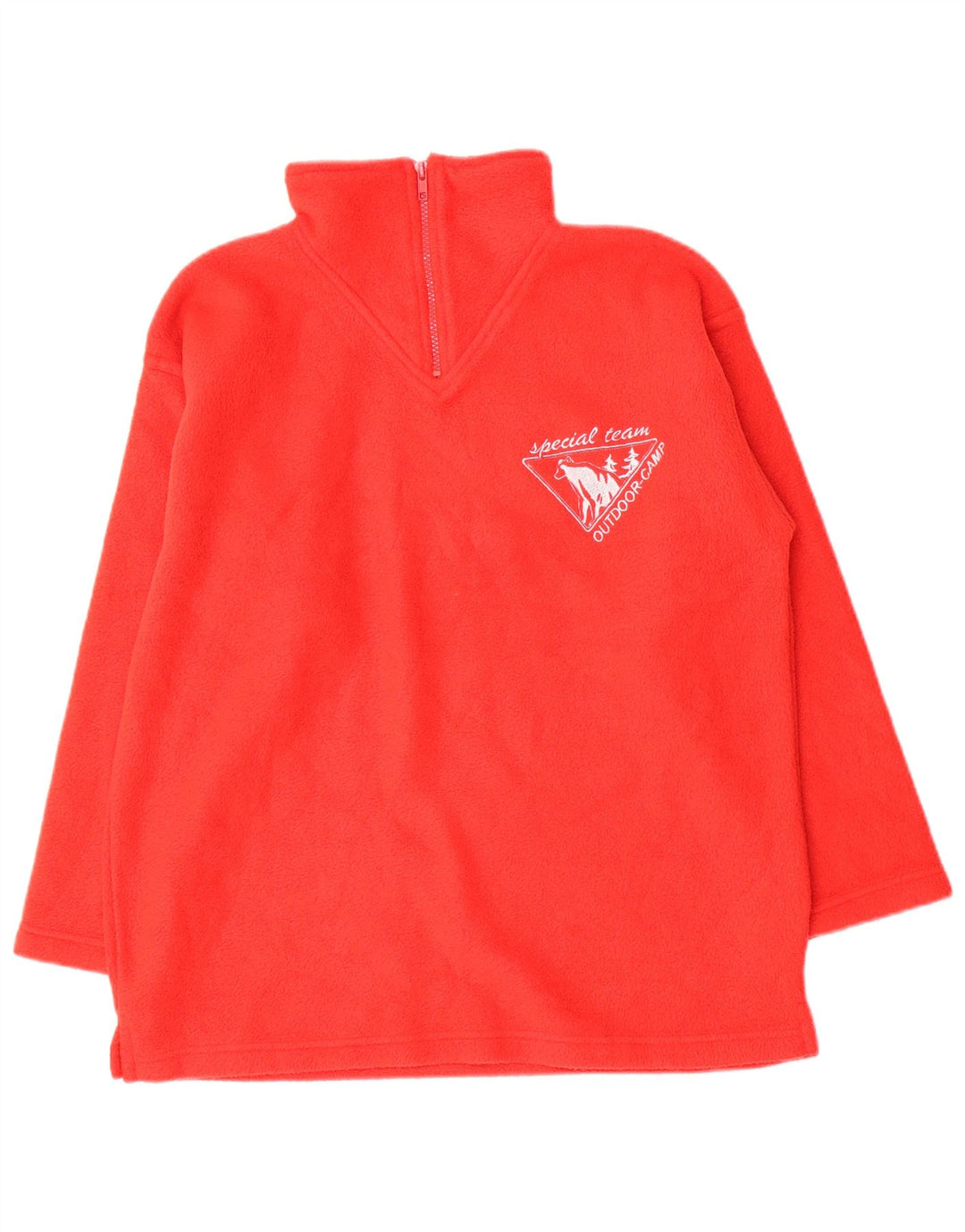 VINTAGE Pull Polaire Col Zippé Garçon 9-10 Ans Rouge