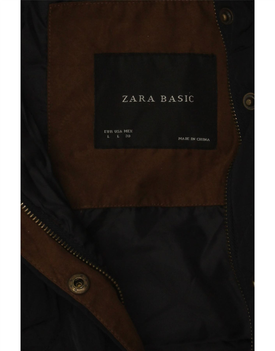 Zara Gilet matelassé pour femme UK 14 Large Bleu Marine Colorblock Polyester