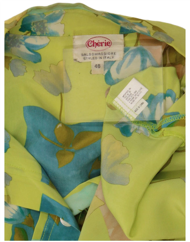 CHERIE Chemisier transparent à manches courtes pour femme IT 48 XL Vert Floral
