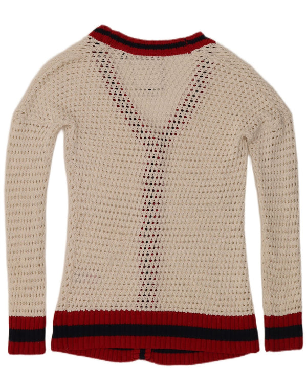 Superdry Cardigan surdimensionné pour femme UK 16 Large Blanc Rayé