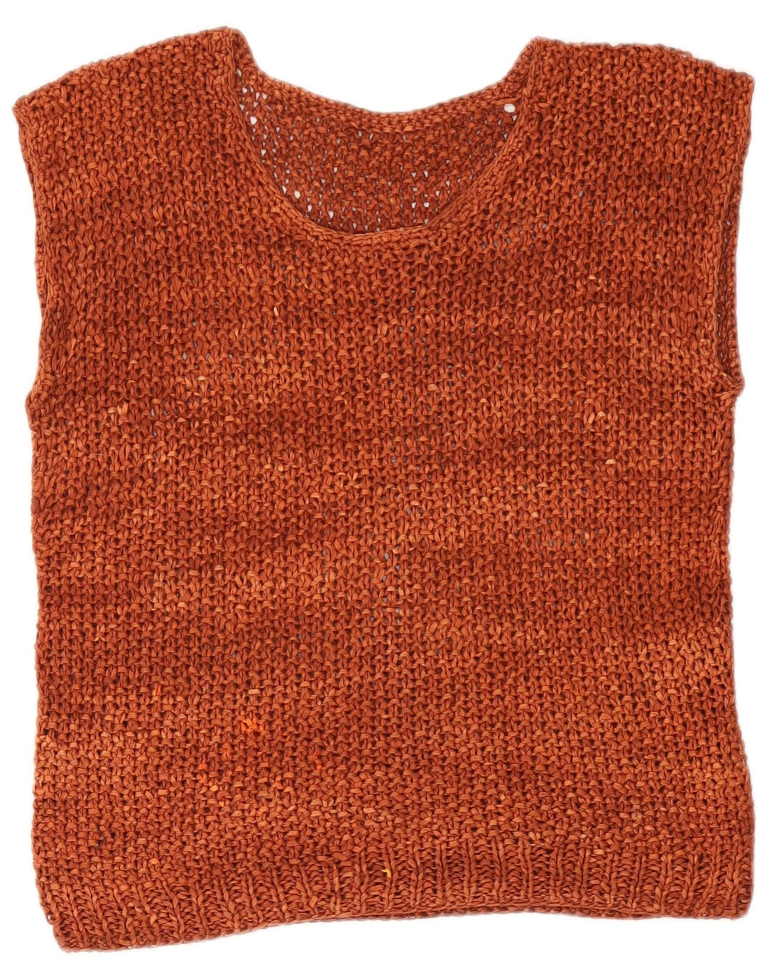 vintage Femmes Crochet Gilet Débardeur UK 12 Brun Moyen