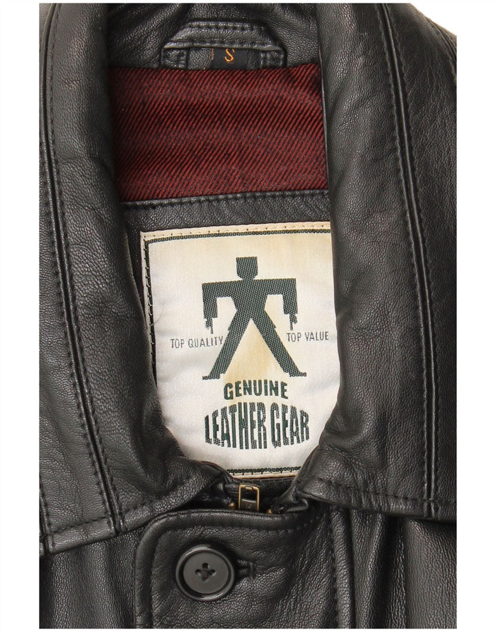 VINTAGE Manteau en cuir homme petit cuir noir
