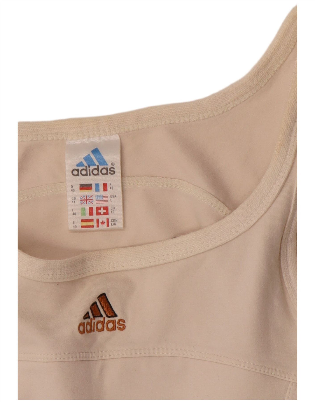 ADIDAS Débardeur Femme UK 44 Medium Blanc Cassé Polyester
