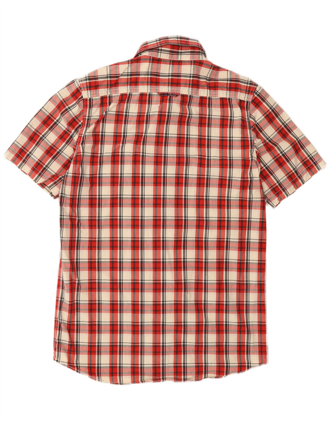 SUPERDRY Mens Short Sleeve Shirt Large Red Check Cotton