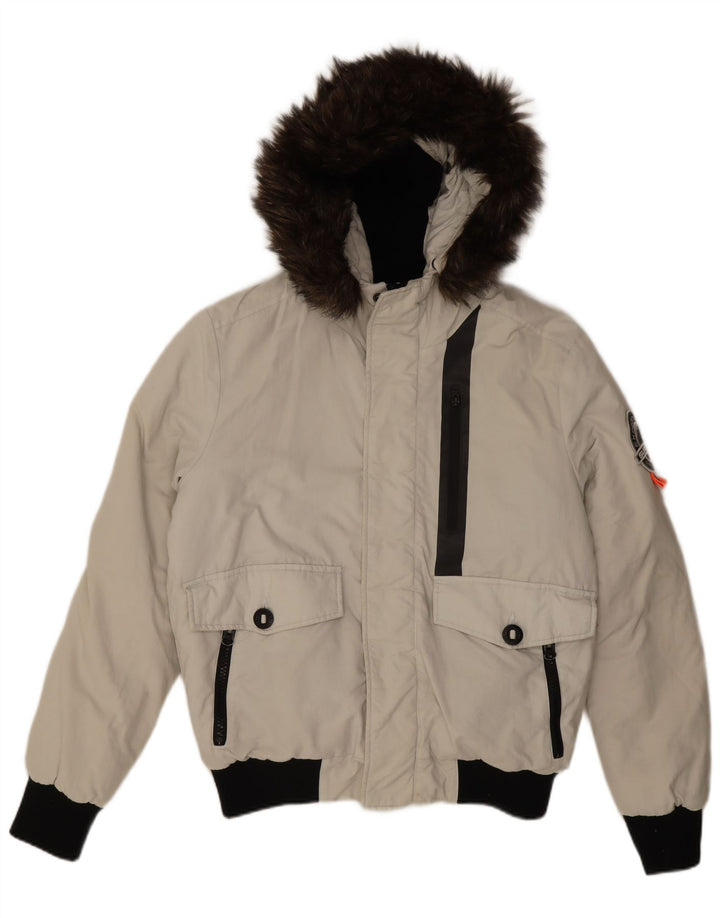 Superdry Hommes Everest Mountain Parka Bomber Jacket UK 40 Large Blanc