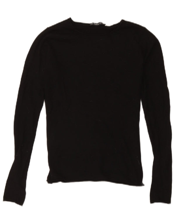 Zara Haut à manches longues pour femme UK 10 Small Noir Modal