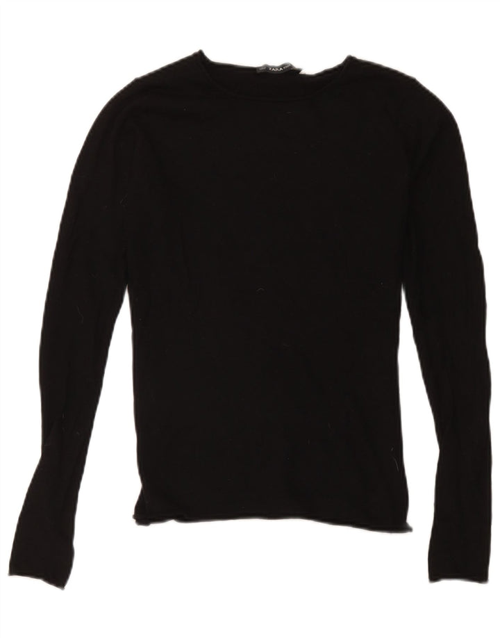 Zara Haut à manches longues pour femme UK 10 Small Noir Modal