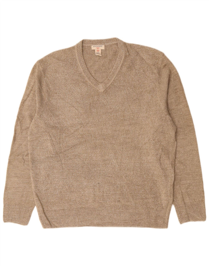 DOCKERS Pull Col V Homme Large Beige Acrylique