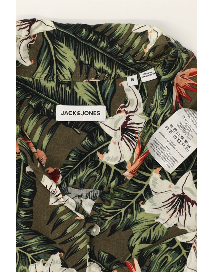 JACK & JONES Chemise à Manches Courtes Homme Kaki Floral Viscose