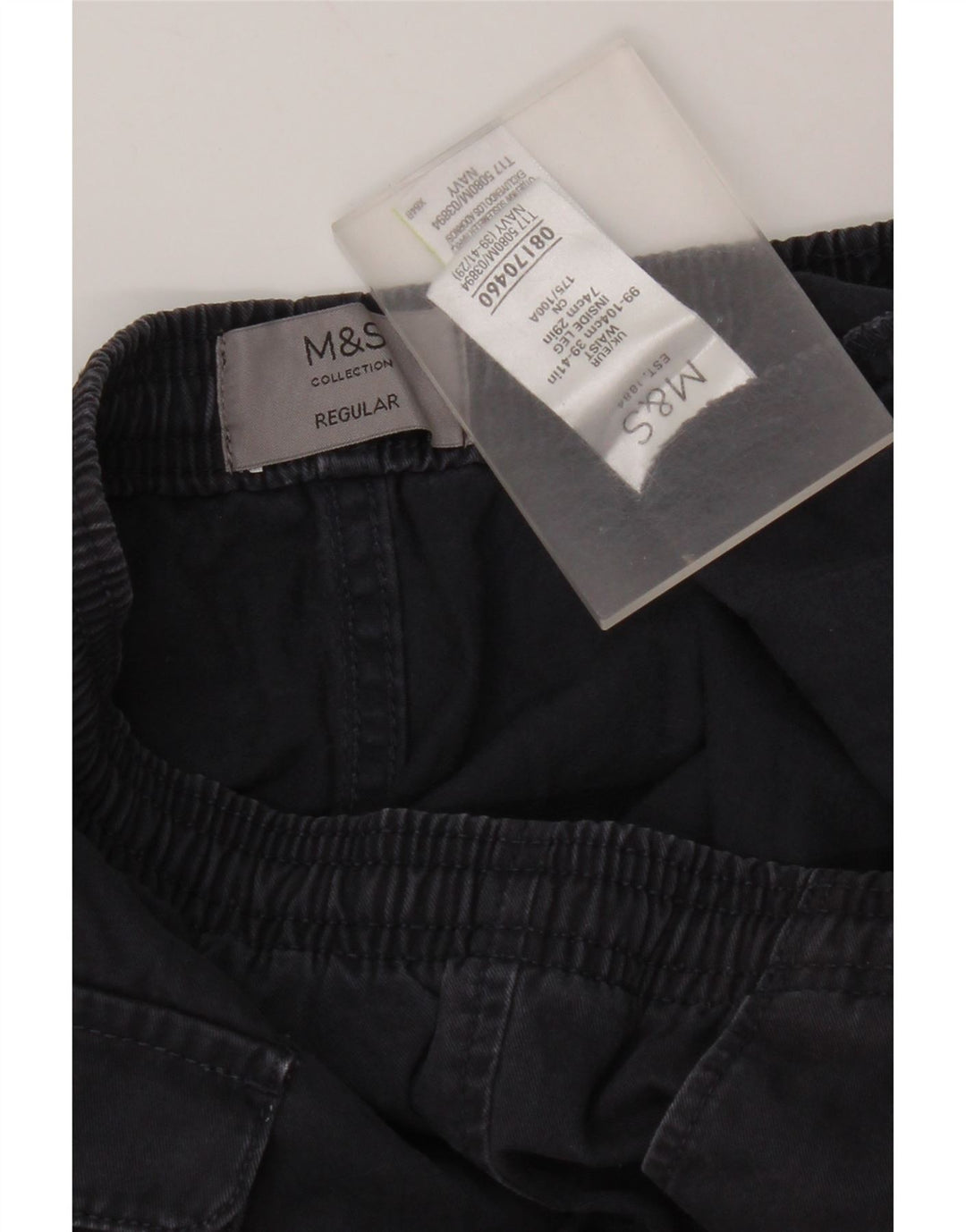 Marks & Spencer Pantalon Chino Regular Homme W39 L29 Bleu Marine Coton